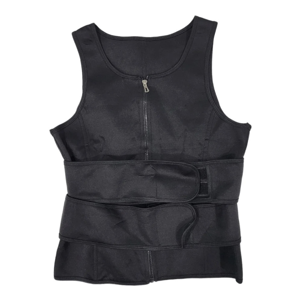 Sweat Vest Waist Trainer Unisex with Zipper  Black Size 2XL